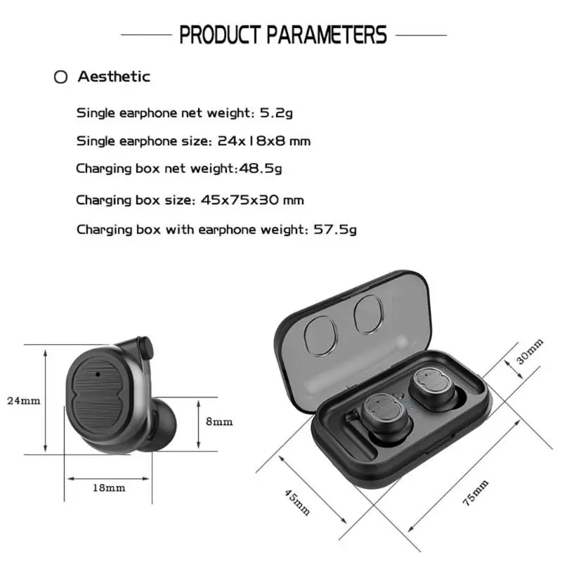 TWS T8 Bluetooth с сенсорным управлением 5,0 Наушники Беспроводные спортивные мини наушники с зарядным устройством шумоподавление Lossless музыкальные вкладыши