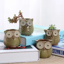 1PC Cartoon Owl-shaped Flower Pot for Succulents Fleshy Plants Flowerpot Ceramic Small Mini Home Garden Office Decoration
