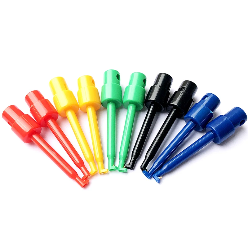 

10pcs Multimeter Test Clip Test Hook Clip Grabber Test Probe SMT/SMD 5 Colors For Multimeter Repairing Tool 56mm Kelfebby
