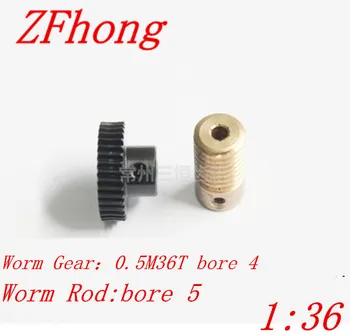 

1 sets 0.5M36T 1:36 worm gear , gear hole 4mm rod hole 5mm