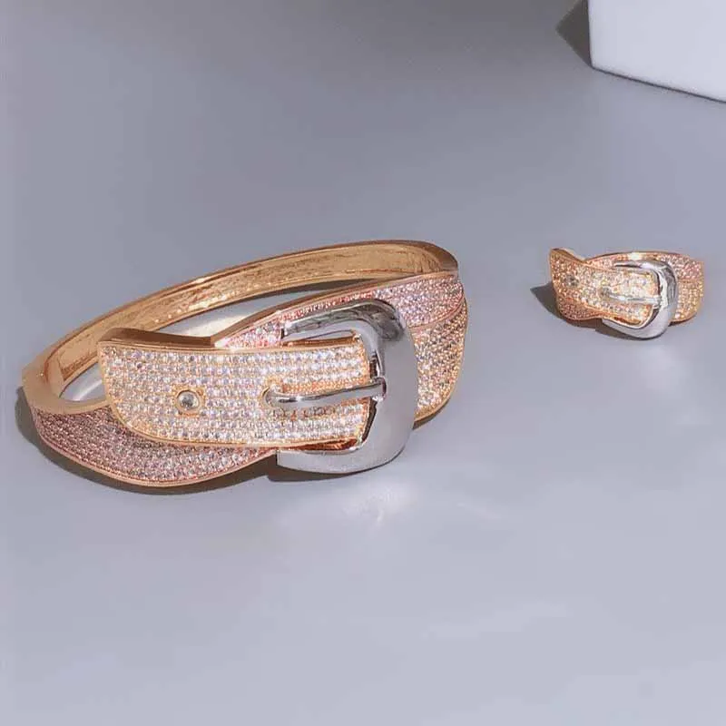 

2 pieces. S925 Sterling Silver high-end jewelry. Personal belt bracelet, luxury ring suit, popular. Party. Unicorn Customization
