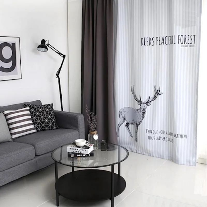 

1x Grommet Window Draperies Curtain Nursery Kids Children Room Window Dressing Covering 145 x 180cm 220cm 240cm 270cm Deer Gray
