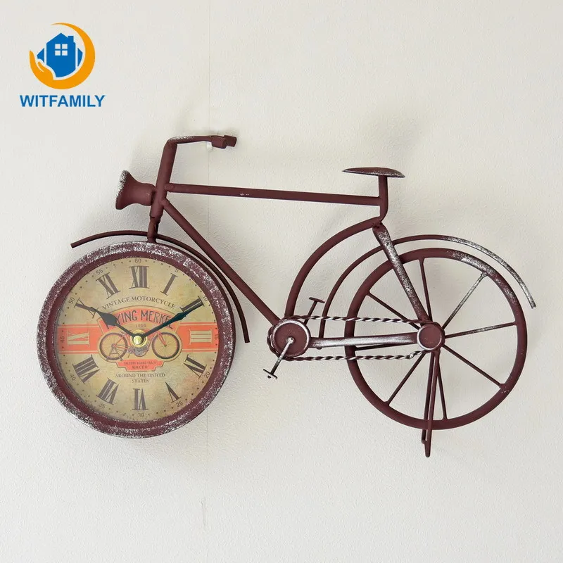

American Country Wrought Iron Bicycle Quartz Clock Wall Clock Big Wall Clock Retro Old Bicycle Wall Decoration Gift