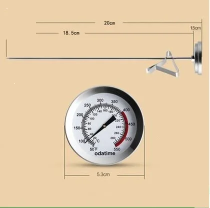 Термометр для барбекю Кухня Применение молоко Температура метр Нержавеющая сталь Кофе Сталь термометром масла Температура зонд - Цвет: Length 20cm