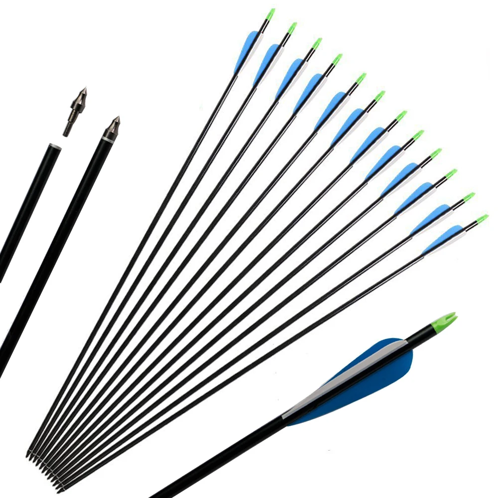 6pcs Roll Fiberglass Arrow 32 inch Archery Shooting Hunting Compound