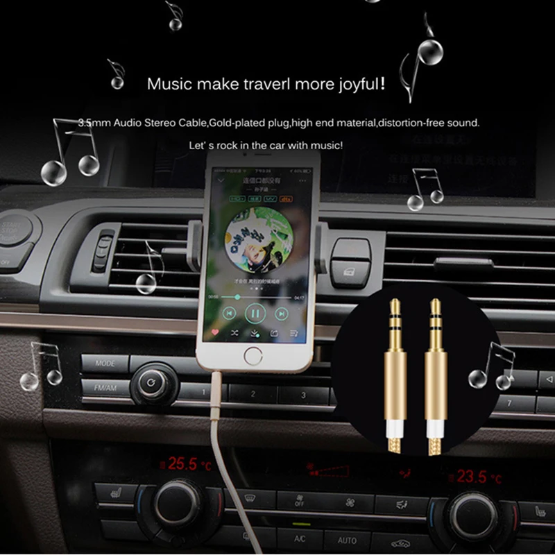 Amkle 3.5 mm Jack Audio Cable 3.5mm Male to Male Stereo Auxiliary Cord for iPhone 6 6S Car MP3 MP4 Headphone Speaker AUX Cable