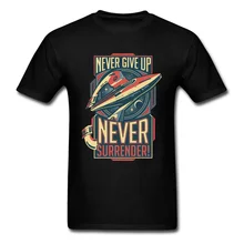 Футболка с надписью «Never Give Up» и надписью «Never Give Up», футболка Star Wars 80 s, Подарочная футболка бойфренда, мужская хлопковая одежда, винтажный Топ, черные футболки