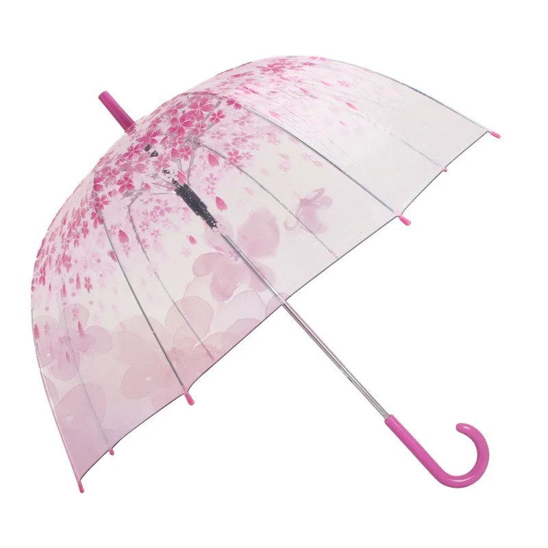 YADA 2019 Fashion Transparent PVC Umbrella For Boys Girls Creative Clear Cherry Blossom Umbrellas Kid Long Handle Umbrella YS708