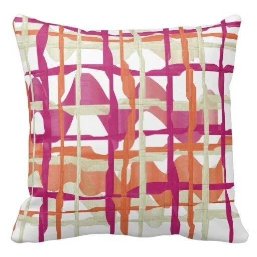 Printed Pillow Cases Pink And Orange Striped Throw Pillow Case (Size