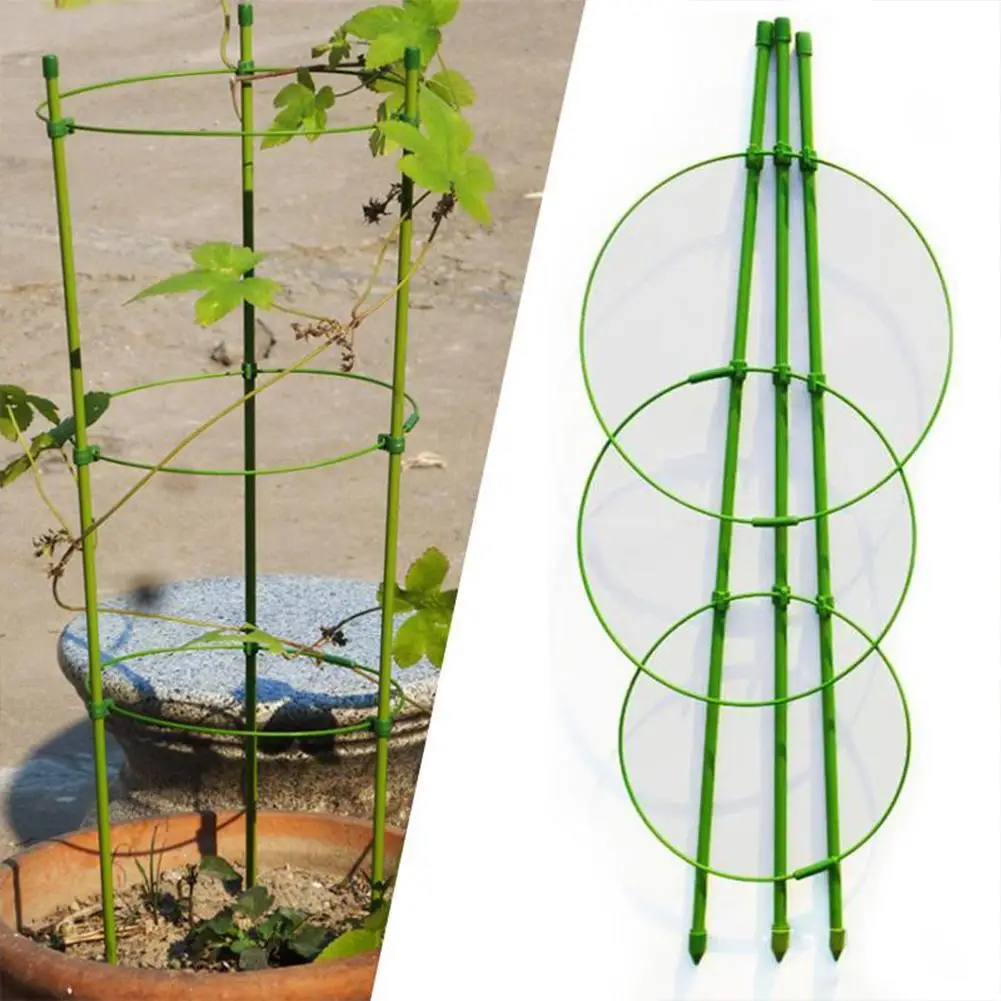 Прочный скалолазание Поддержка растений клетка садовые шпалеры цветы томатная подставка с 3 кольцами садовый инструмент томатная клетка