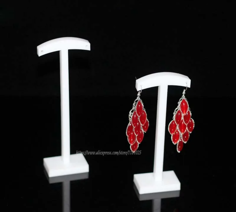 

High Quality 2pcs/set White Acrylic Earrings Holder Earrings Showcase Jewelry Display Stand Earring Showing Rack Shelf