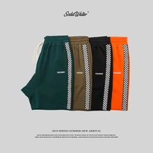 SODAWATER плед шорты для женщин боковой полосой стрейч талии по колено для мужчин's свободные повседневные шорты streetwear8409S