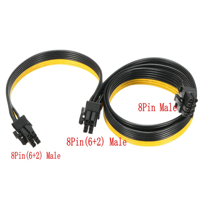 200pcs 18AWG Video Graphics Card Power Cable 60+20CM 8pin Male to Dual