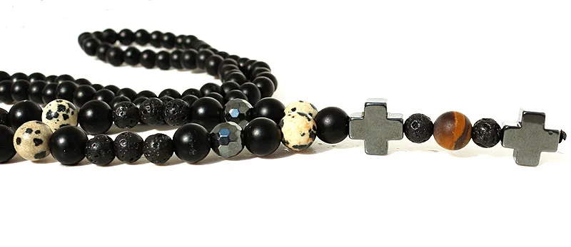 Дизайн Мода ручной работы черный мужской гематит крест бисера ожерелье Модные ювелирные изделия