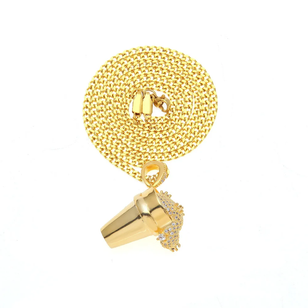 

Men Hip Hop Full Rhinestone Styrofoam Cup Pendants Necklaces Bling Bling Iced Out Cuban Link Chain Hiphop Necklace Men Jewelry
