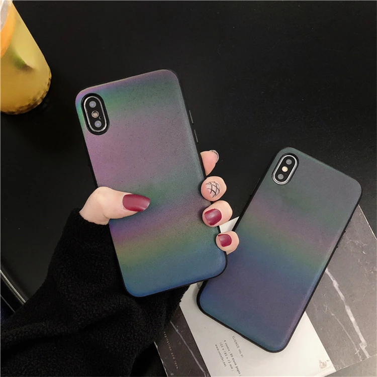 

Fashion gradient reflective Phone Case For iphone X XR XSMAX Case For iphone 6 6S 7 8 Plus Fashion Soft Silicone Case Cover