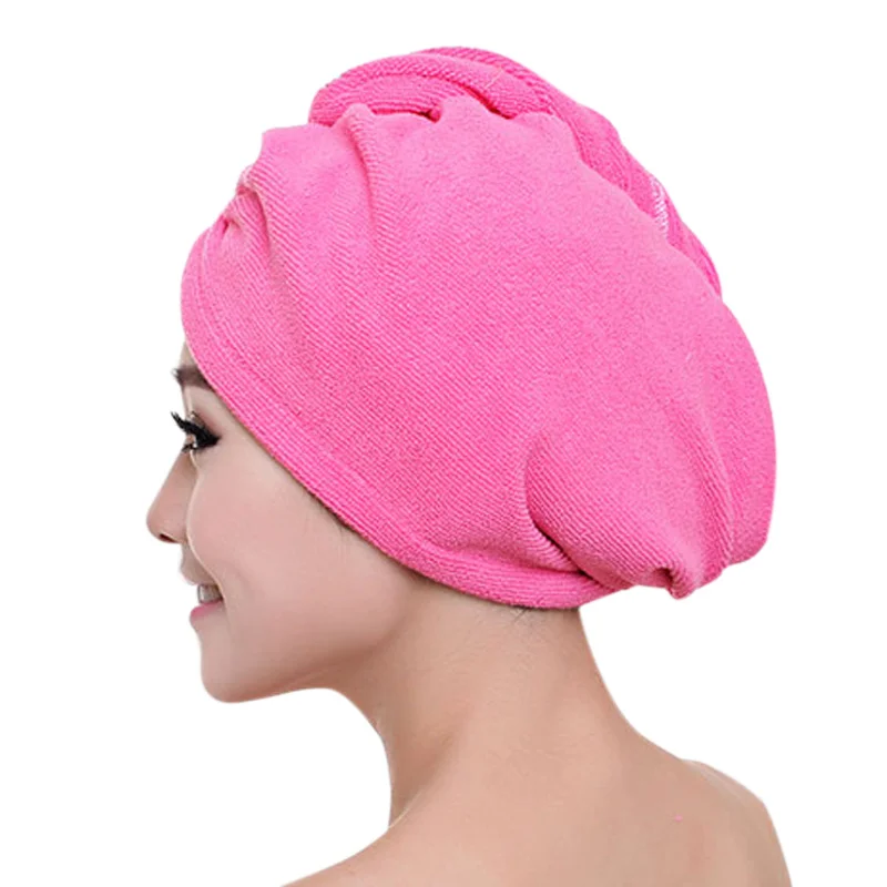 

HOT Fashion Women Quickly Dry Hair Hat Microfiber Solid Color Girls Ladies Shower Cap Strong Water Absorb Drying Towel TI99