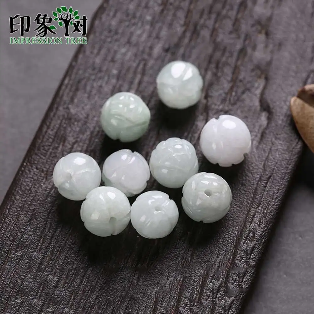 Круглая свободная бусина Gem Jad 16 шт. 9x9 мм Натуральная круглая Jadeite Lotus Carven подходит