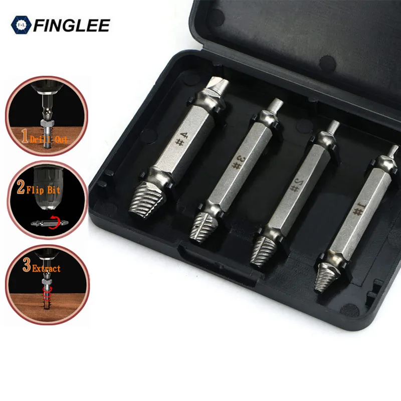 FINGLEE Screws Remove Demolition Tools Screw Extractor Drill Bit Set Kit Drill Bit Power Tools Accessories Screw Extractor