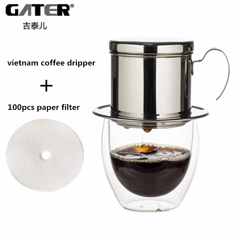 

Reusable Vietnam Coffee Dripper Filter And 100pcs Coffee Paper Filter Vietnam Drip Pot Vietnamese Filter Paper Coffee Filter Cup