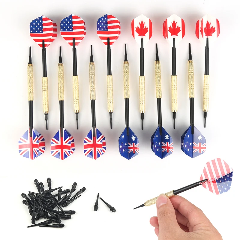 

12Pcs Soft Tip Darts with 36 Extra Tips Four Kind Nice Flights Set Plastic Tips Points NeedleEntertainment Games For Electron