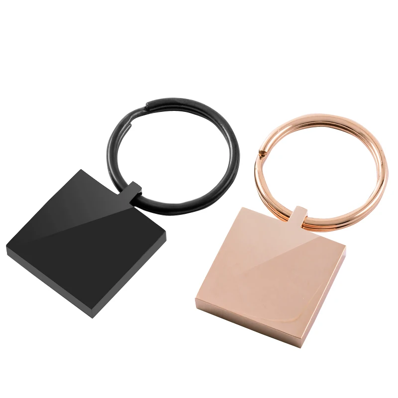 

IJK0037 1pcs/lot SILVER/ROSE GOLD/BLACK STAINLESS STEEL KEY CHAIN SQUARE KEY RING PERSONALIZED MALE ACCESSORIES HOT SELLING