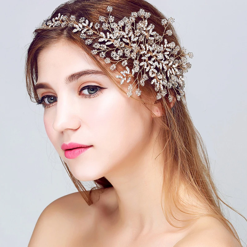 Luxury Handmade crystal Wedding hair accessories gold tiaras crystal