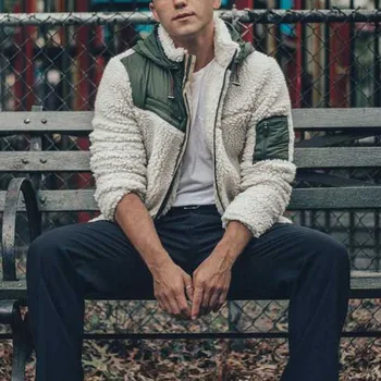 

JAYCOSIN 2019 Newly Men Zipper Splicing slim warm plush cardigan long furry Sided coat Tops Blouses 11.8