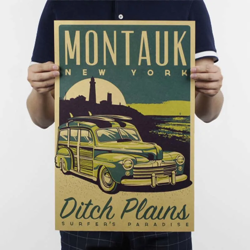 

LAITANG Woodcut New York Vintage Poster Kraft Paper Retro Poster Wall Decoracion Pared Home Decor Decoration Wall Stickers