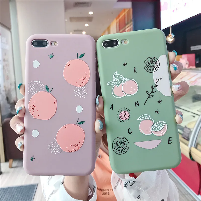 

Fresh Orange Patterned Case for Iphone 7/7 Plus X Xr Xs Max 6 6S Plus Matte Soft TPU Silicon Back Cover for Iphone 8 Plus Case