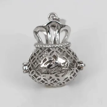 Rhodium tone Plated Lucky Fu Round Chiming Ball Locket Cage Pendant Essential Oil Diffuser Hollow Filigree Locket DIY Findings Rhodium tone Plated Lucky Fu Round Chiming Ball Locket Cage Pendant Essential Oil Diffuser Hollow Filigree Locket DIY Findings