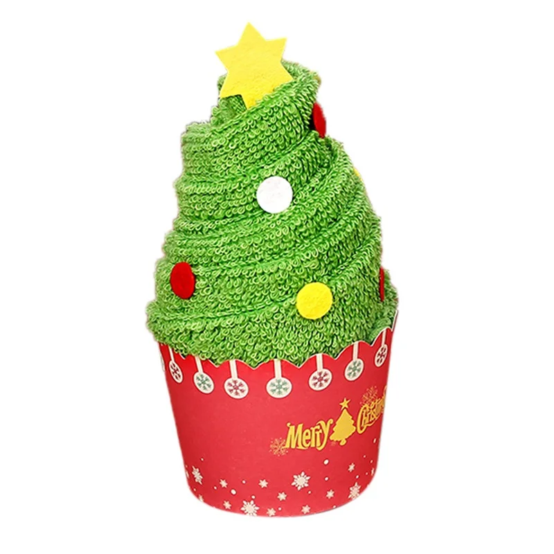 30x30cm Christmas Gift Towel Christmas Tree Santa Claus Christmas Snowman White Green Red Each Bag - Цвет: 3