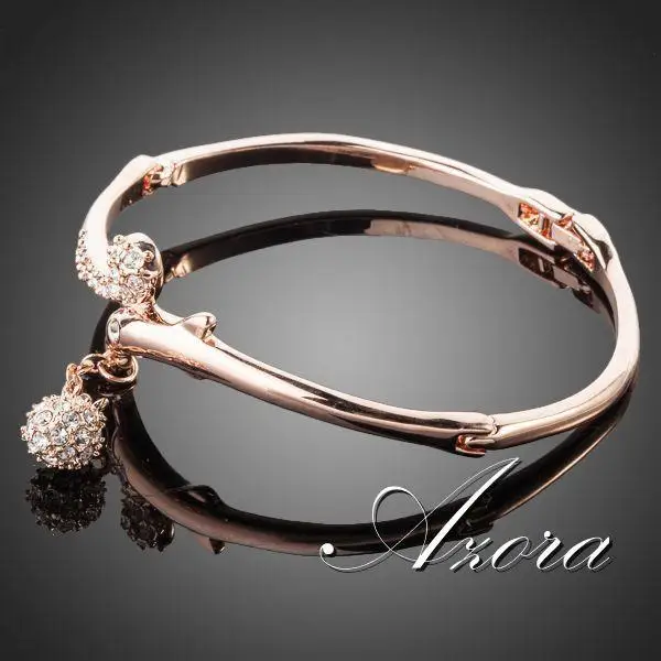 AZORA розовое золото цвет полный Stellux из австрийского кристалла, Круглый браслет с подвеской TB0012
