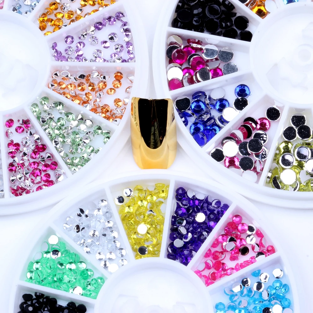

Many Styles Mixed Size Multicolor Acrylic Rhinestones in Wheel Body Crafts Shinning Phone Case Stickers DIY Nail Art Decoration