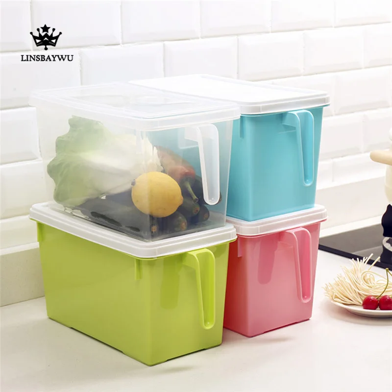 

BPA Free Refrigerator Storage Container Box with Lid Freezer Organizer Bins for Kitchen, Food Crisper Storage Box