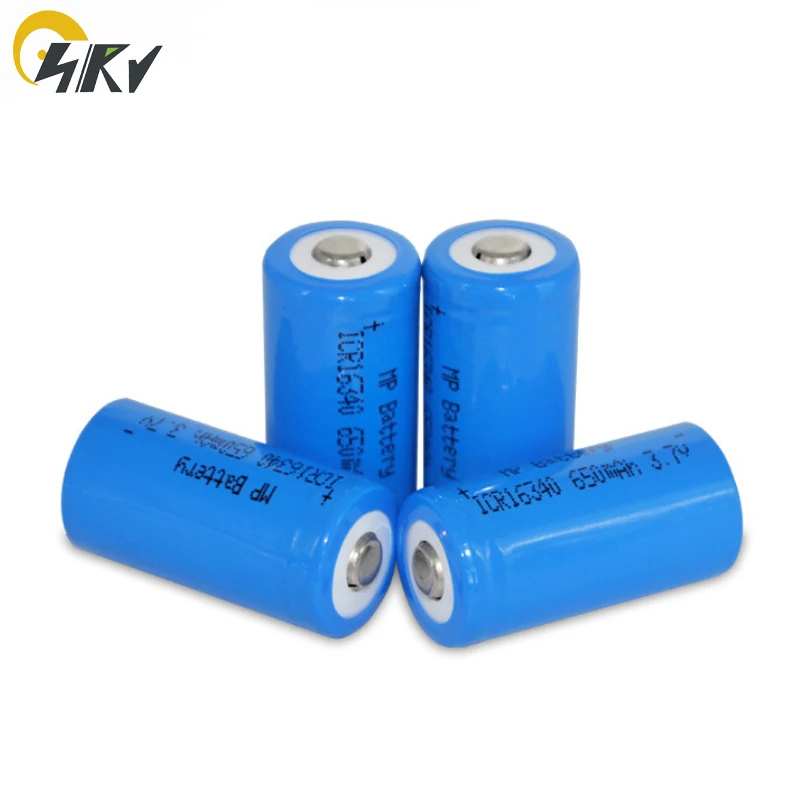 

2pcs RCR123A Li-ion 16340 650mAh 3.7V rechargeable battery with Tip top