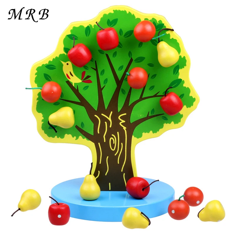 

Wooden toys for children Building blocks Apple trees to hold education toys Montessori Educational toys Free shipping