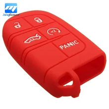 Red Silicone Shell Car Key Case Cover for Jeep or for Dodge for Chrysler for Fiat Remote Fob Smart Control Key 5 Button