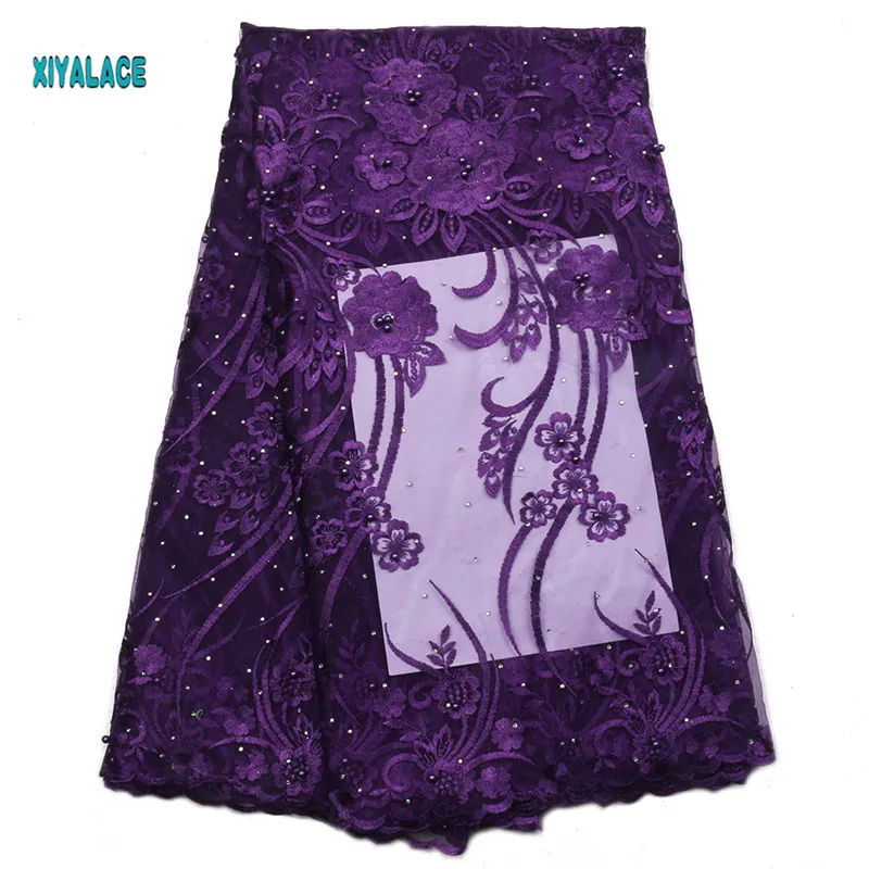 

African lace fabric Beads Lace Fabric 2019 Embroidered Nigerian Net Laces Fabric Bridal High Quality French Tulle YA2258B-1