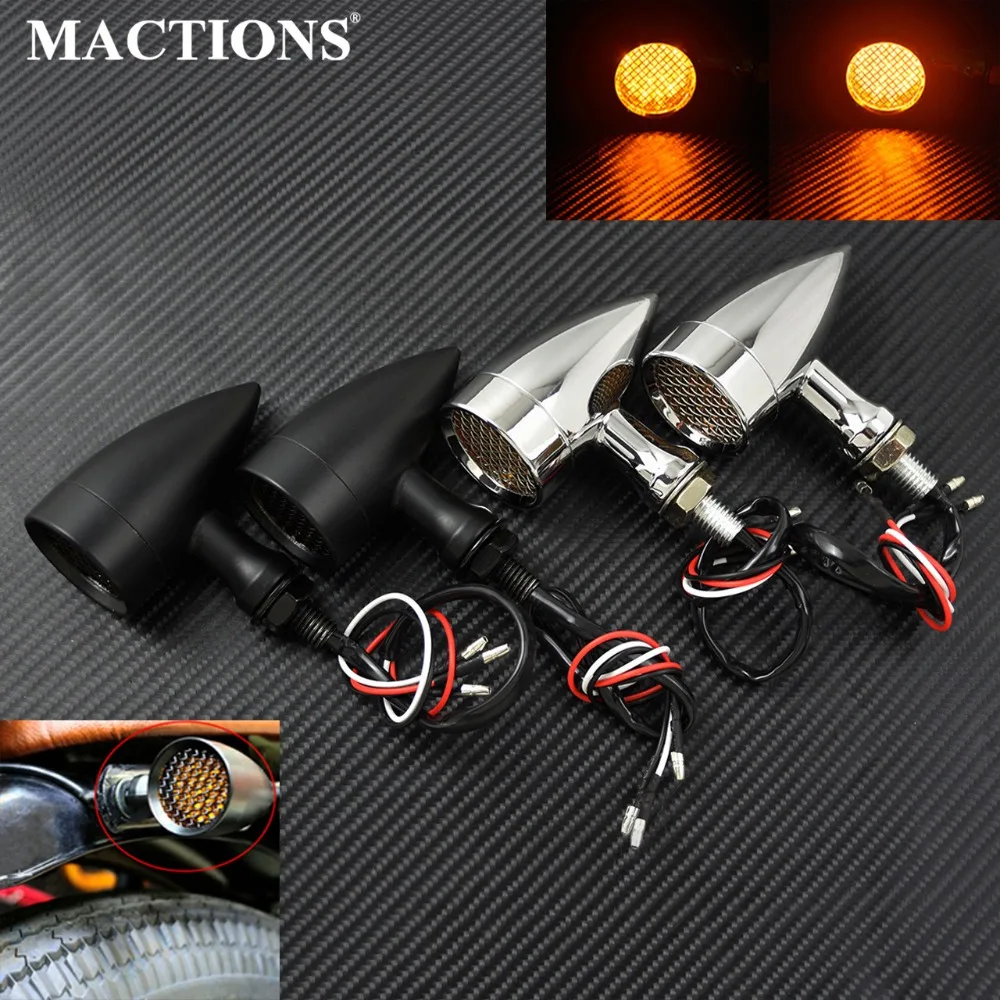 

2Pcs Motorcycle Retro Bullet LED Turn Signal Brake Light Mesh Lens Lamp For Harley Sportster Chopper Bobber For Yamaha For Honda