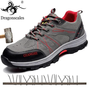 

2019 New High Quality Men's Outdoor Fashion Safety Shoes Steel Toe Cap Slip Net Breathable Lightweight Breathable Comfort