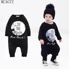 Одежда для маленьких мальчиков осенний хлопковый комплект одежды для маленьких мальчиков, детские комбинезоны, одежда черно-серый цельный комбинезон с изображением Луны