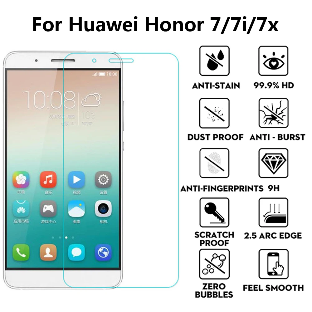 2 шт Закаленное стекло протектор экрана для Huawei Honor 7 7i Honor7x ShotX Премиум стандарт