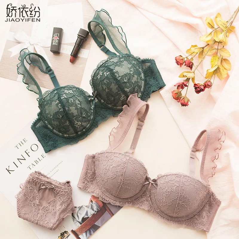 

JYF Sexy French Bra Lace Underwear Set Push Up BC Cup Plus Chest Pad Comfortable Embroidery Europe Intimates Bra & Brief Sets