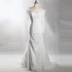 RSW904 Yiaibridal настоящая работа Французский Кружева Точки Тюль Русалка с открытыми плечами свадебное платье с длинным рукавом