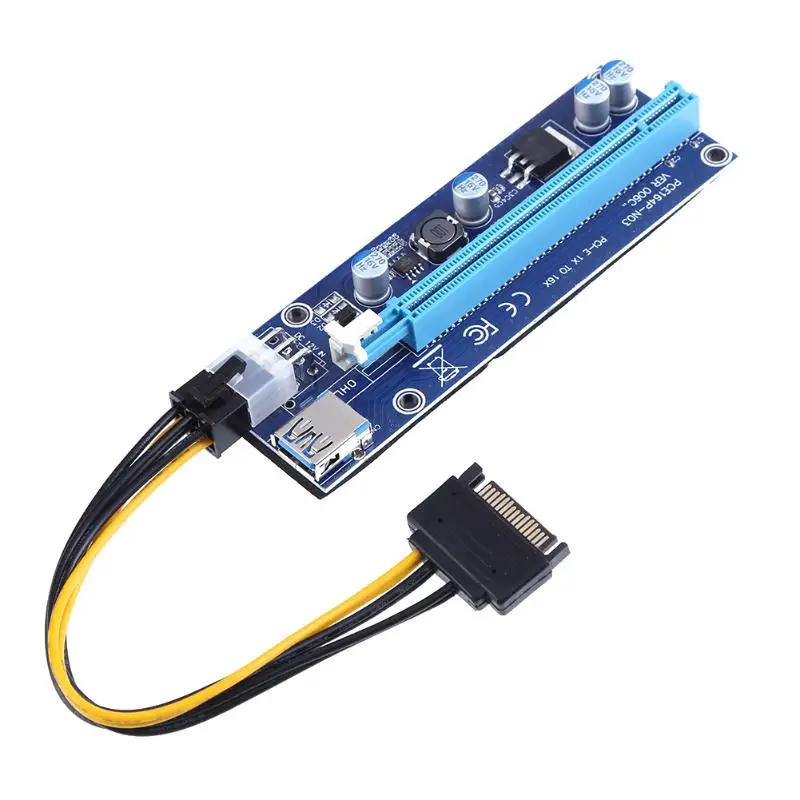 Переходная карта PCI-E PCI Express Riser Card 1x до 16x видеокарта удлинитель адаптер с 6Pin Мощность кабель для добывания монет Биткойн