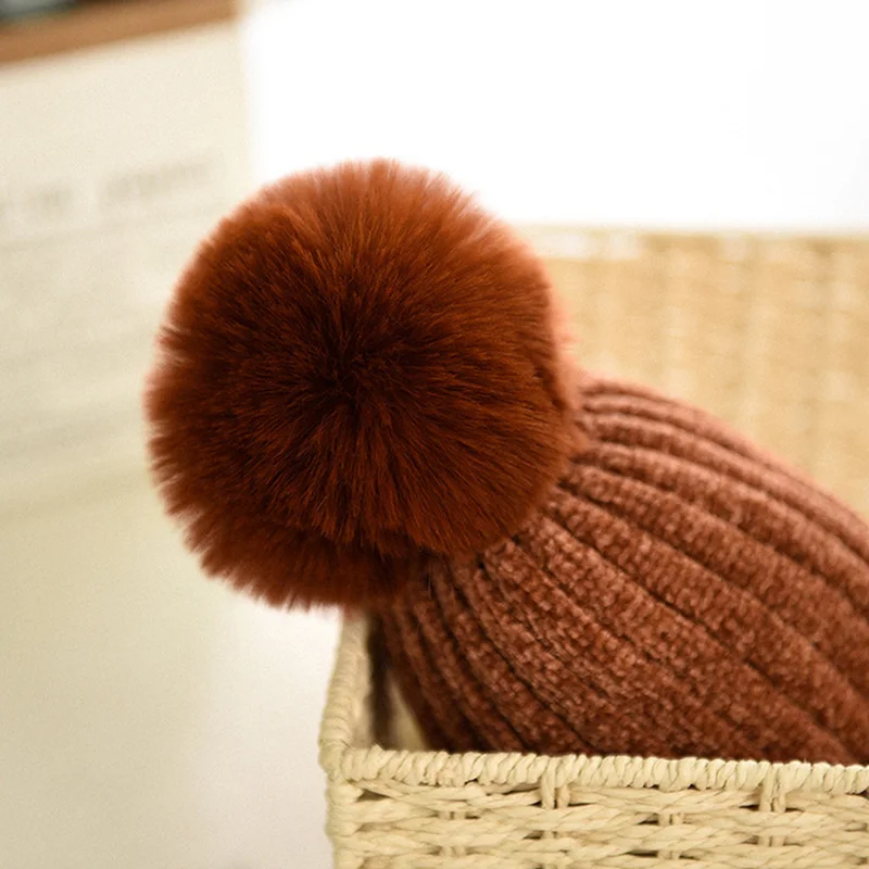 Stitching Baby Beanies Hat Toddler Boys Girls Winter Warm Cap with Big Pompom High Quality Cap Cotton Liner Comfort Thicken Hat (15)