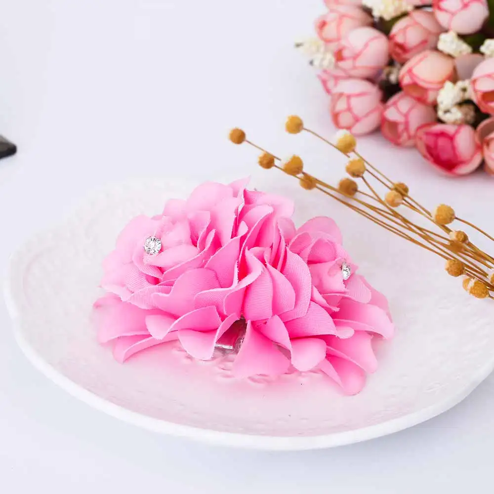 TOMTOSH new cloth flower hair clip water drill flower flower girl dance hair ornament bride wedding rose headdress