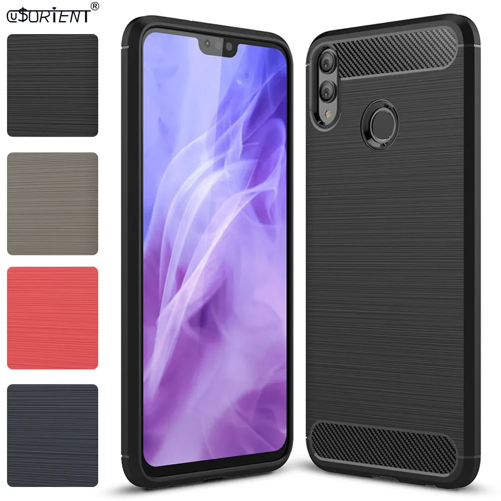 

For Huawei Honor 8X Carbon Fiber Bumper Case JSN-L21 Soft TPU Silicone Shockproof Cover Brushed Phone Funda Honor8X 8 X JSN L21