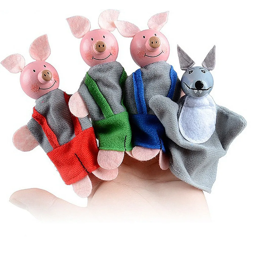 

4PCS dolls children squishy icecream marionette boys soft Puppets Little Pigs girls toys boys christmas finger gift